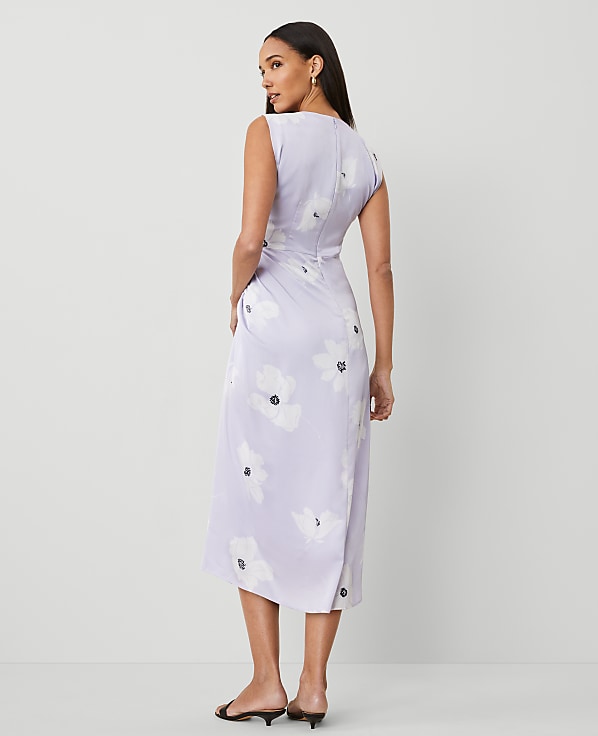 Petite Floral Ruched Flare Dress
