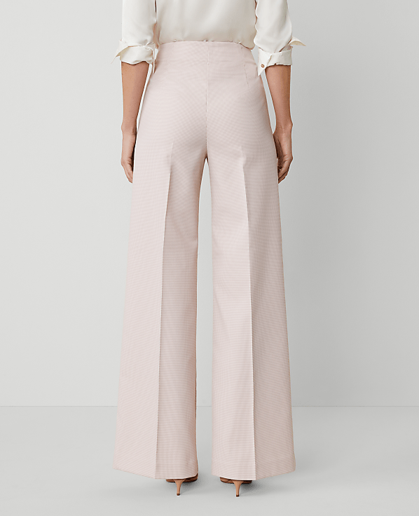 The Button Trim Sailor Wide-Leg Pant in Houndstooth