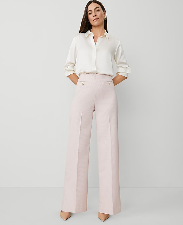 The Button Trim Sailor Wide-Leg Pant in Houndstooth