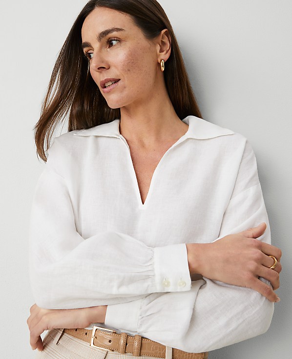 Tall Collared Linen Popover