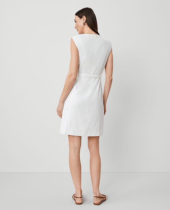 The Petite Belted Shift Dress in Linen Blend