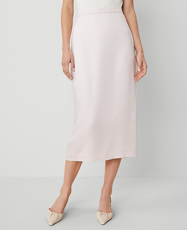 Sateen Column Midi Skirt