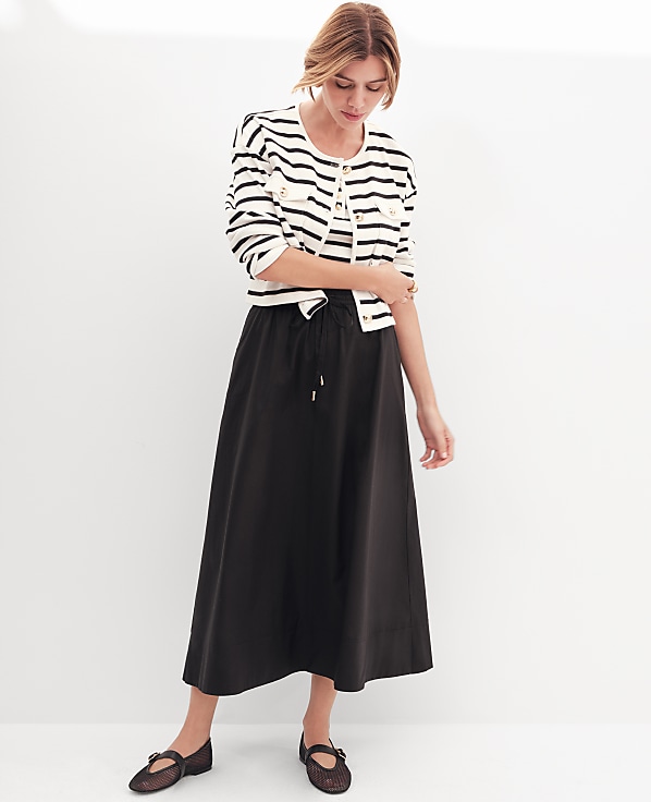 Weekend Collection Voile Drawstring Midi Skirt