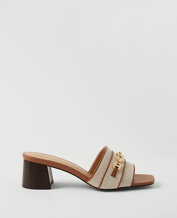 Chain Flare Block Heel Sandals