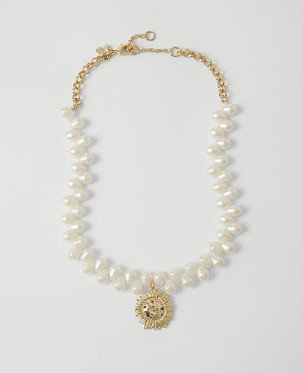 Pearlized Sun Pendant Necklace