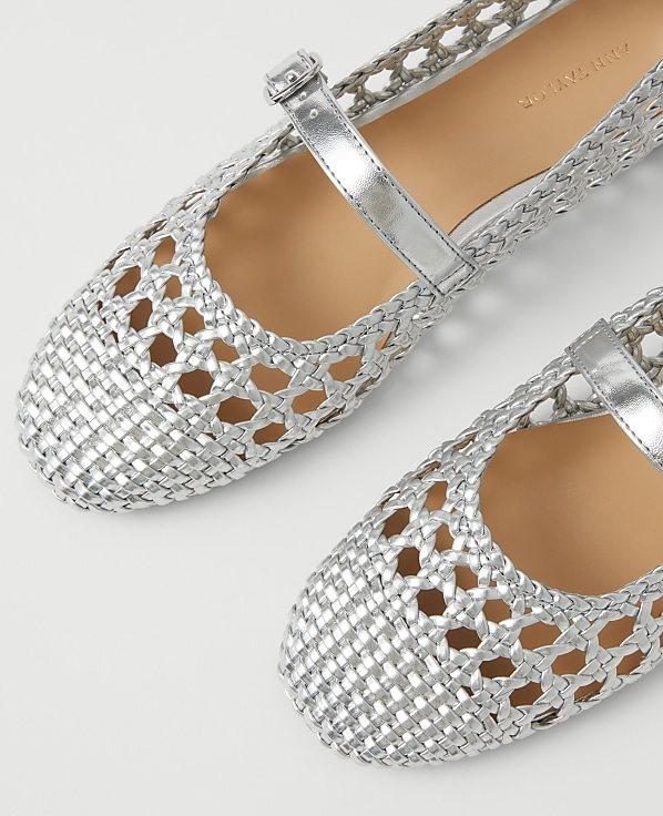Metallic Woven Mary Jane Ballet Flat
