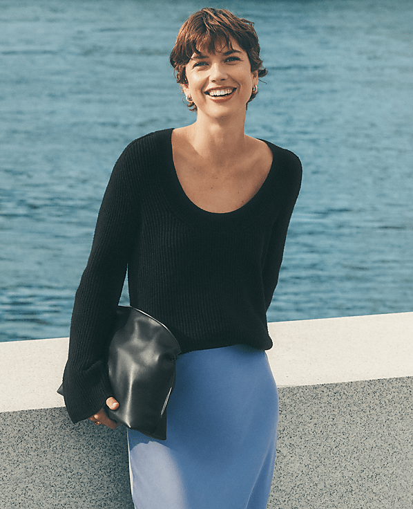 Petite Ribbed Scoop Neck Sweater