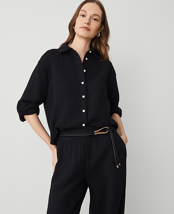 Petite Gauze Oversized Blouse