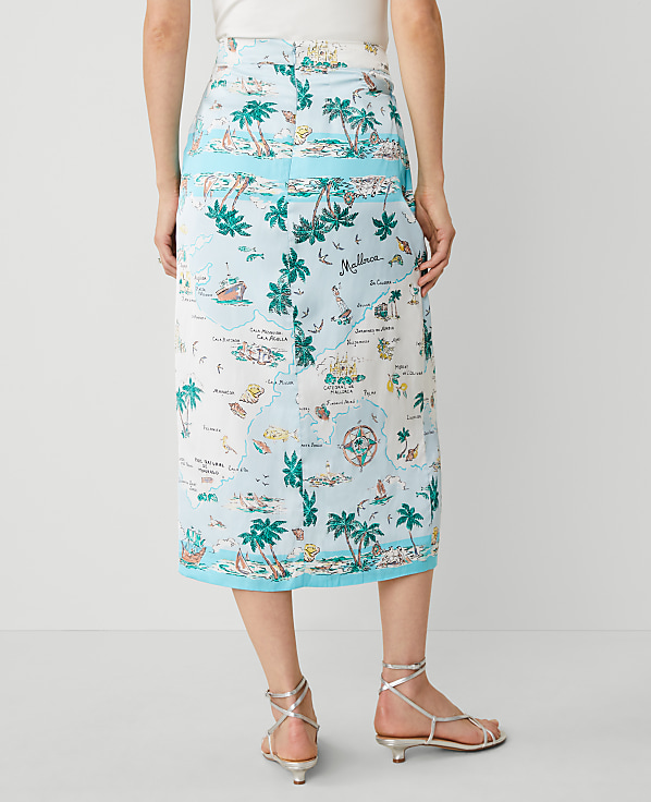 Petite Map Print Wrap Skirt