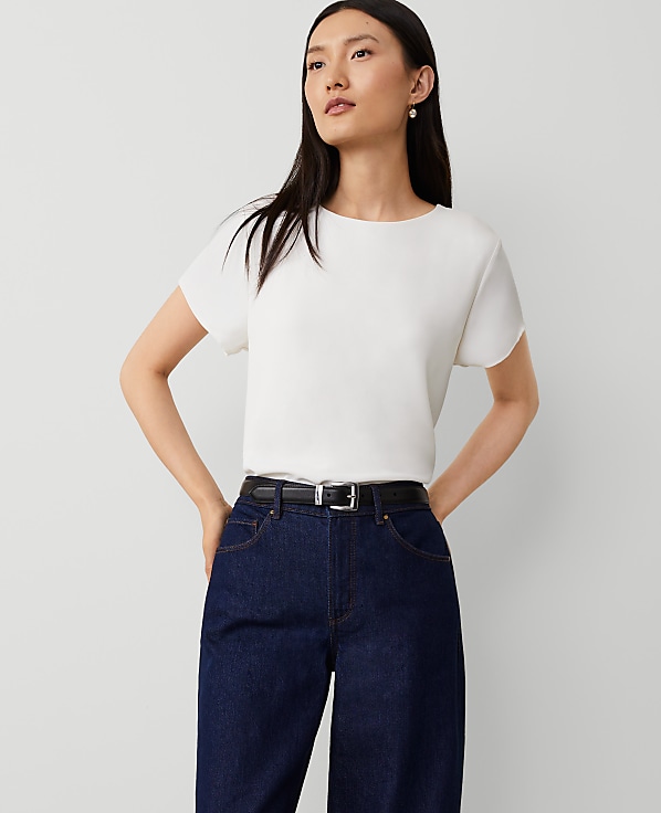 Petite Mixed Media Crew Neck Tee