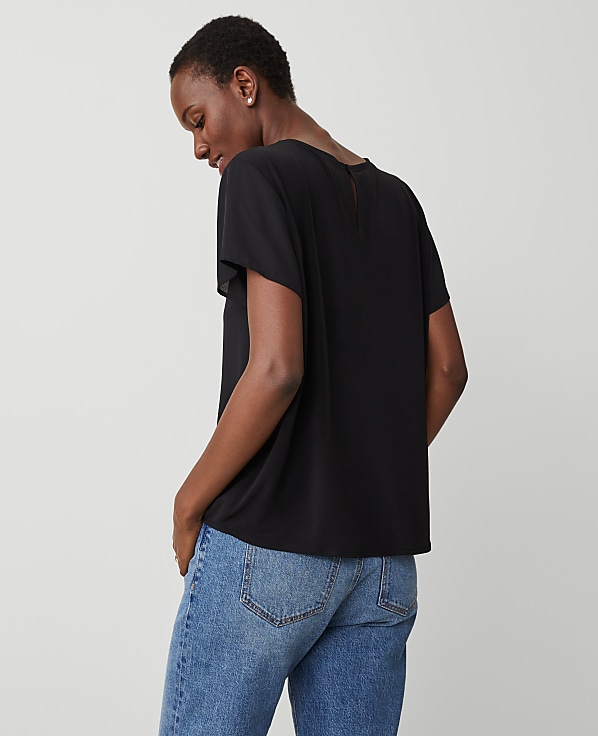Petite Mixed Media Crew Neck Tee