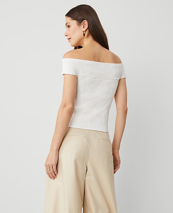 Petite Smocked Off-The-Shoulder Top