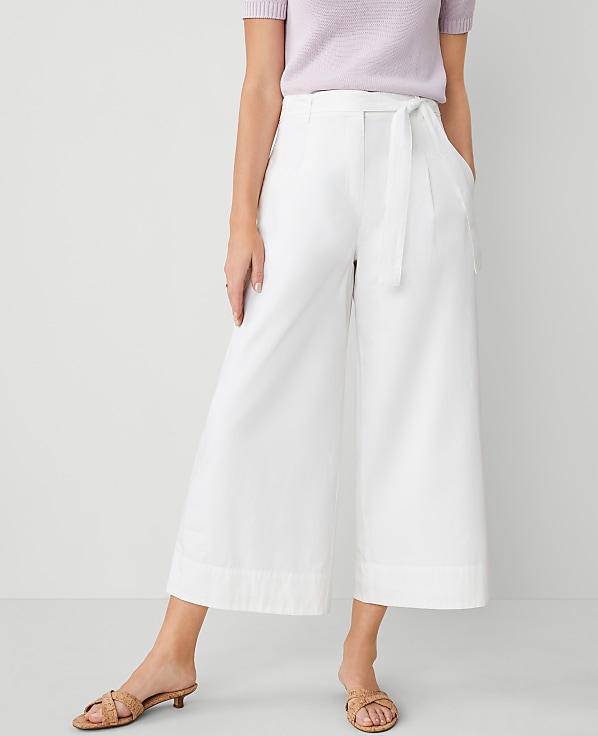 The Belted Cropped Palazzo Pant in Poplin