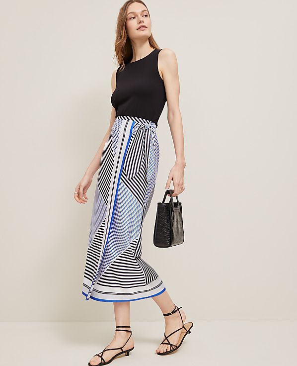 Petite Striped Satin Sarong Skirt