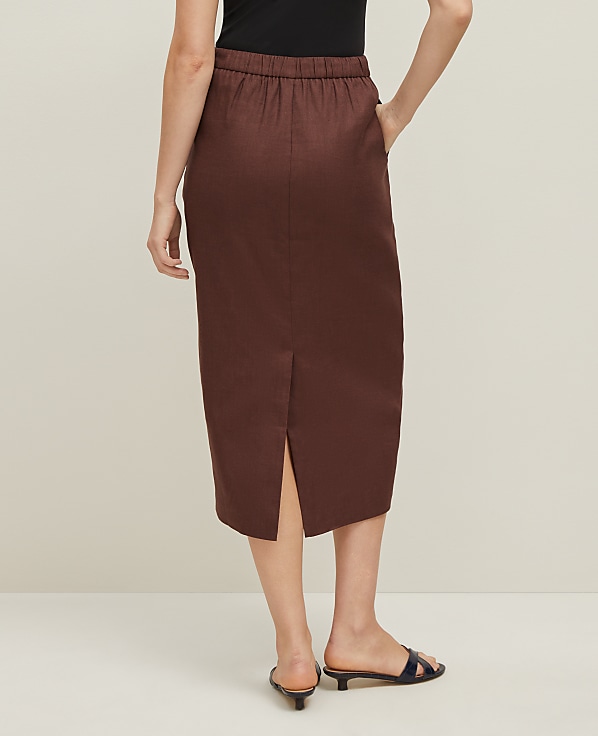 The Clean Midi Skirt in Linen Blend