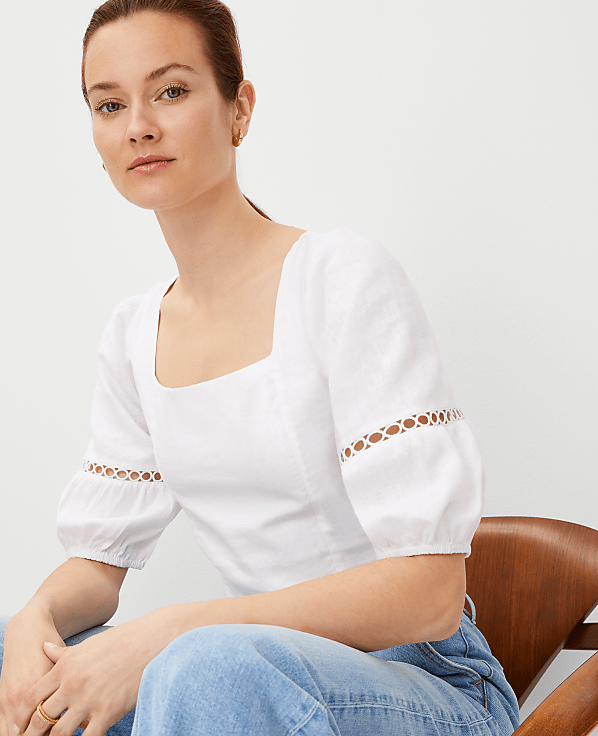 Petite Square Neck Puff Sleeve Top