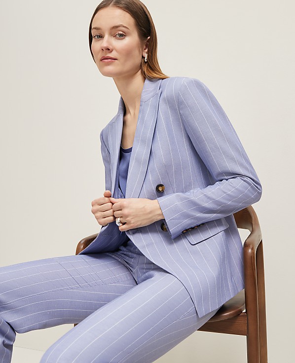 The Double Breasted Cutaway Blazer in Pinstripe
