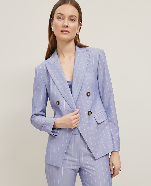 The Double Breasted Cutaway Blazer in Pinstripe