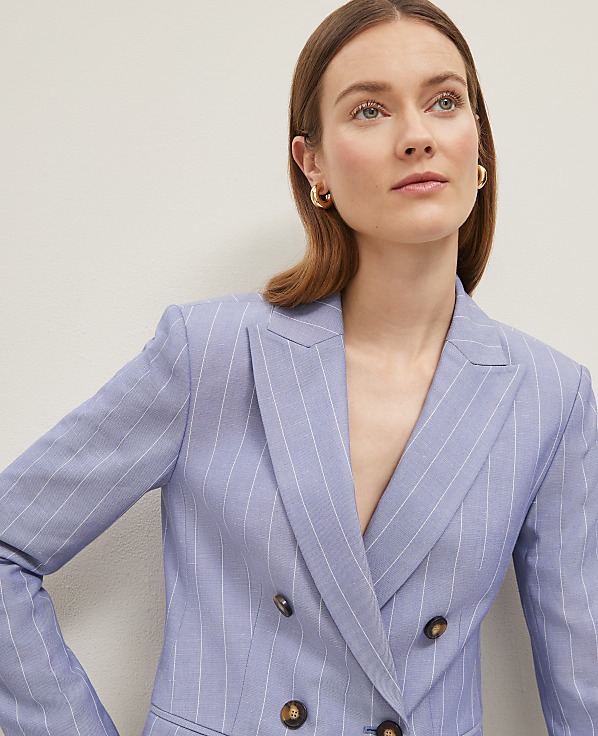The Double Breasted Cutaway Blazer in Pinstripe