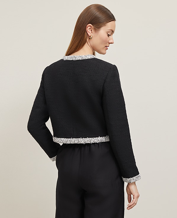 Trimmed Tweed Cropped Jacket
