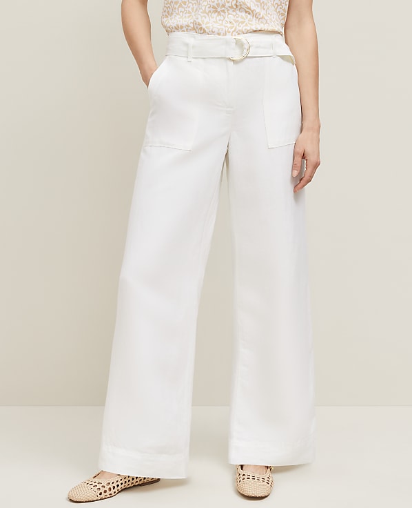 The Belted Wide-Leg Pant in Linen Blend