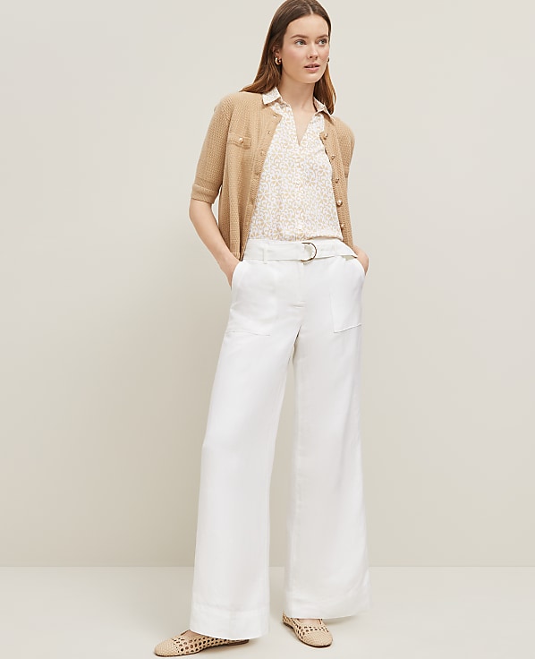 The Belted Wide-Leg Pant in Linen Blend