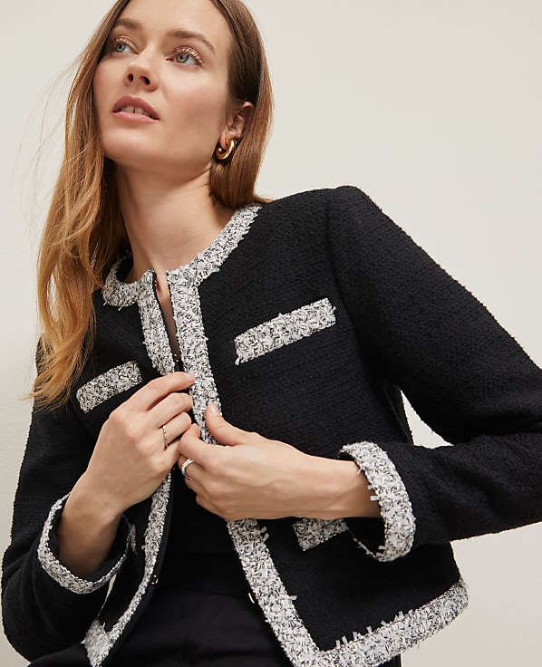 Trimmed Tweed Cropped Jacket