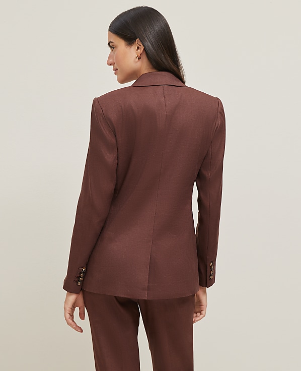 The Notched One Button Blazer in Linen Blend