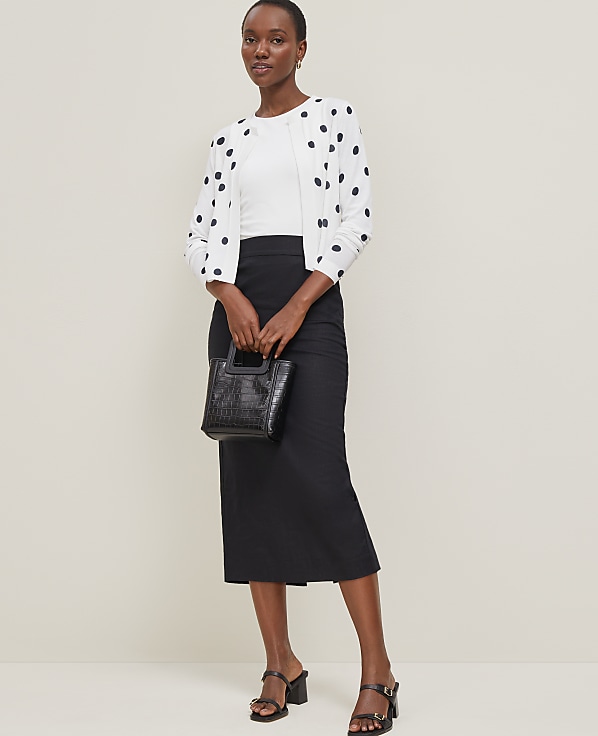 Petite Dotted Cropped Open Cardigan