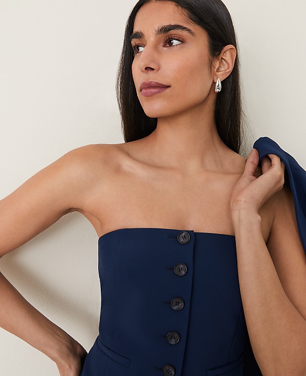 The Strapless Vest in Fluid Crepe