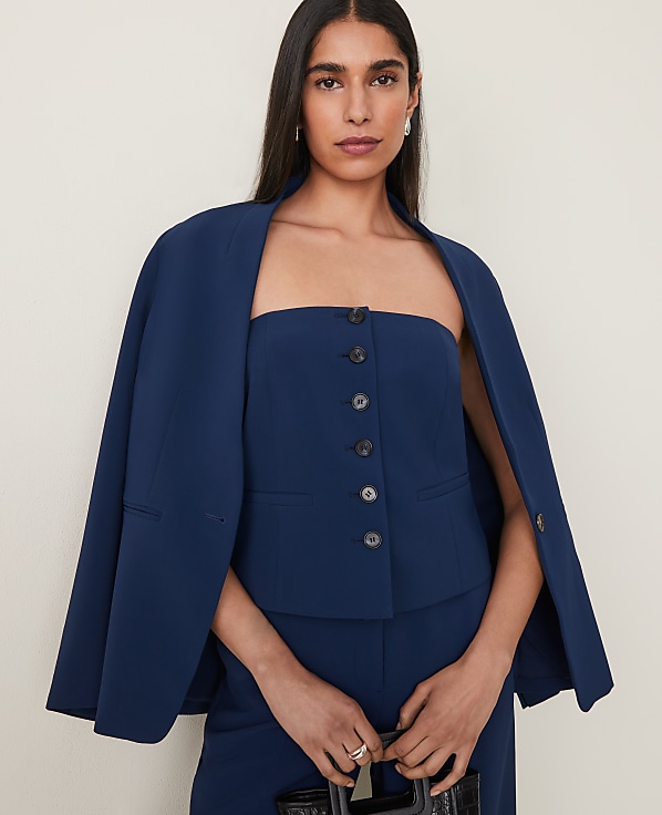 The Petite Strapless Vest in Fluid Crepe