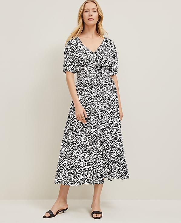 Floral Smocked Puff Sleeve Dress