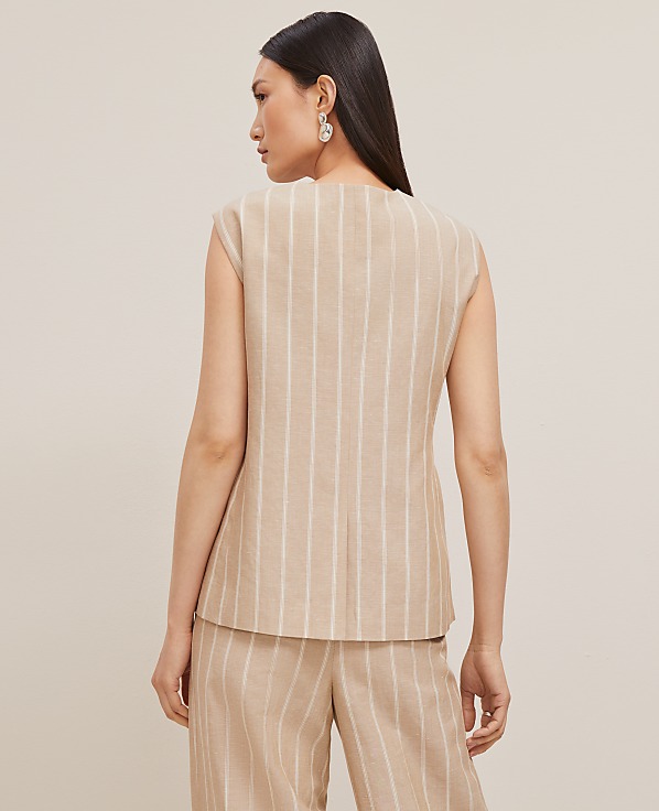 The Petite Tucked Waist Vest in Pinstripe