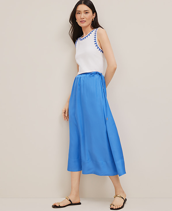 Petite Side-Tie Midi Skirt