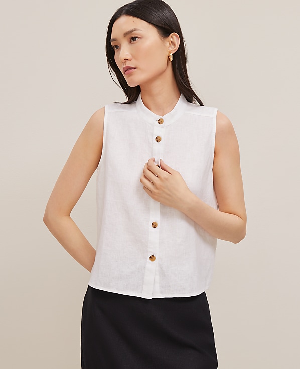 Linen Sleeveless Shirt