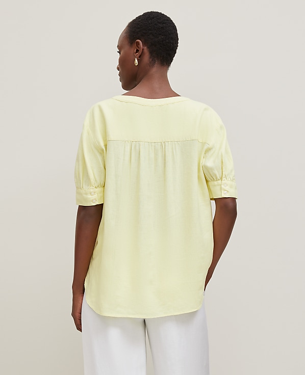 Half Sleeve Linen Blend Popover