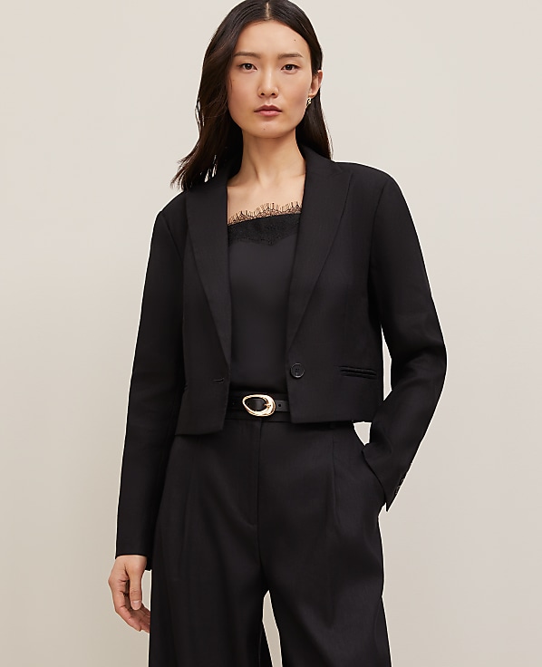 The Cropped Blazer in Linen Blend