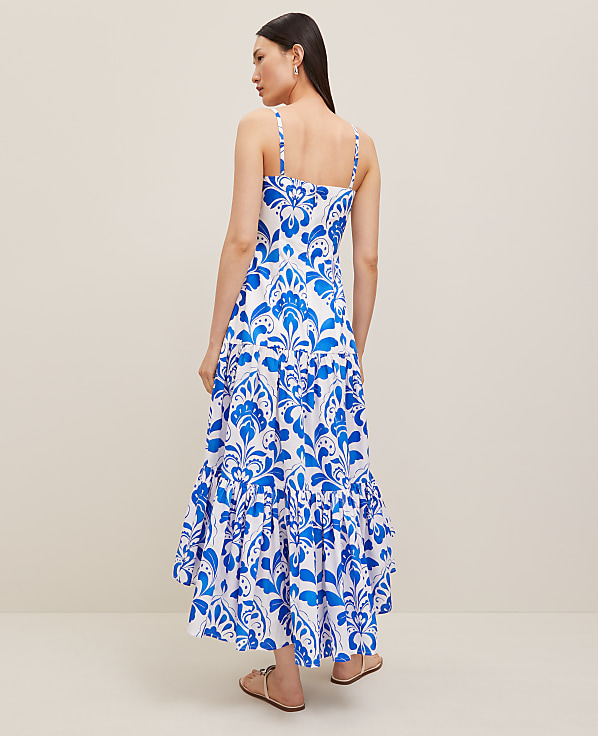 Tiled Tiered Strappy Maxi Dress