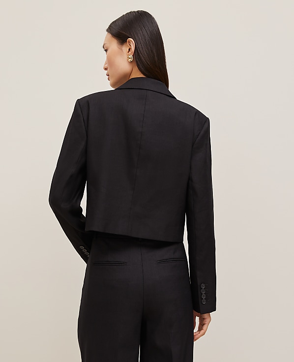 The Cropped Blazer in Linen Blend
