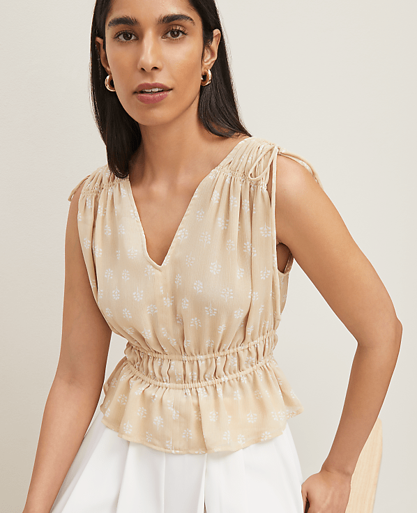 Petaled Gathered Tie Top