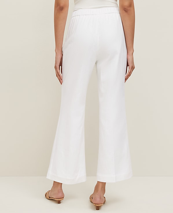 The Petite Flare Ankle Pant in Linen Blend