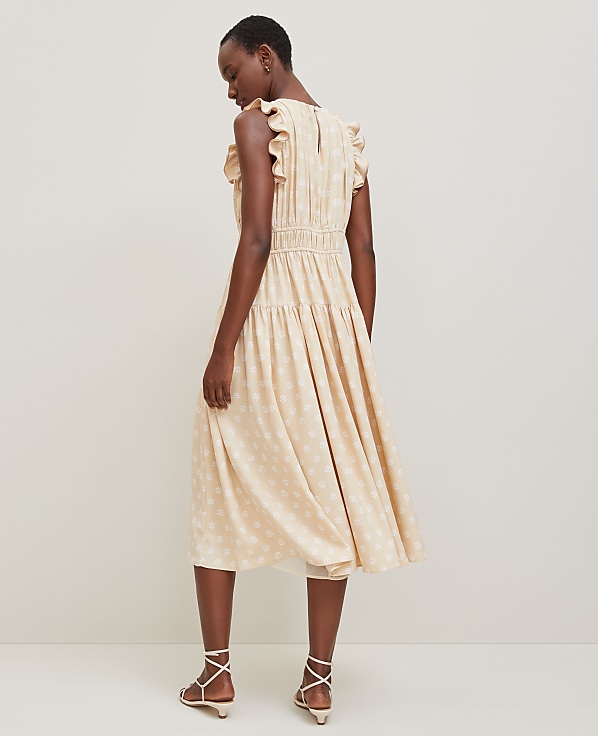Petite Petaled Ruffle Midi Dress