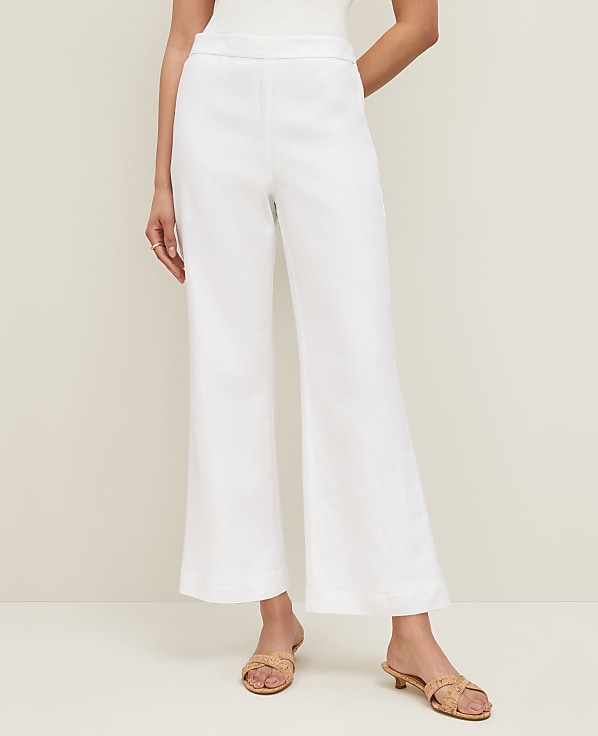 The Petite Flare Ankle Pant in Linen Blend