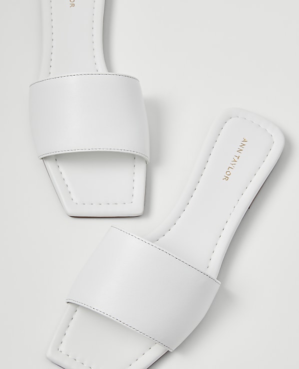 Leather Single Strap Slide Sandals