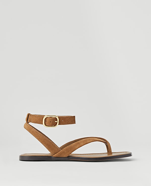 Weekend Collection Suede Buckled Ankle Strap Sandals