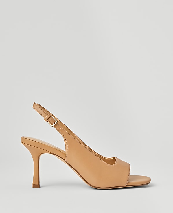 Leather Square Toe Slingback Sandals