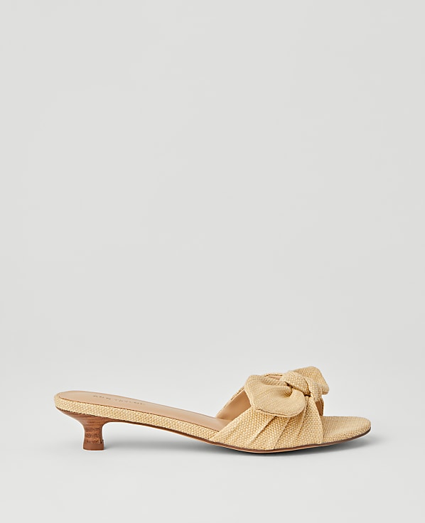 Bow Straw Kitten Heel Sandals
