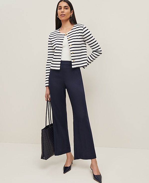 The Petite Flare Ankle Pant in Linen Blend