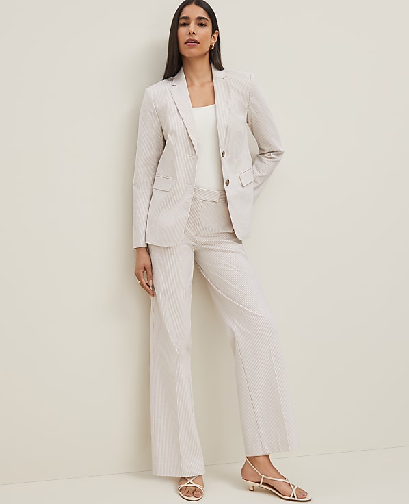 The Straight Trouser Pant in Striped Seersucker
