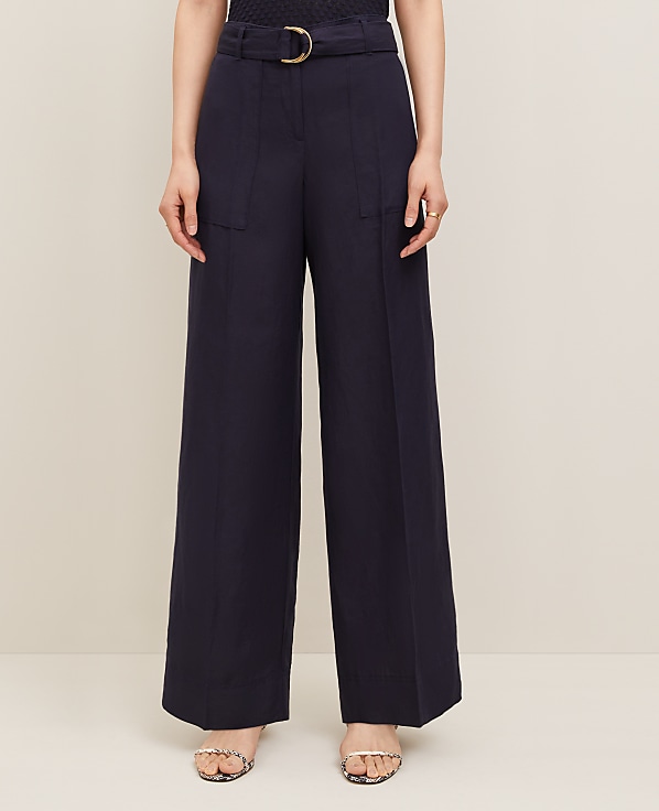 The Belted Wide-Leg Pant in Linen Blend &mdash; Curvy Fit